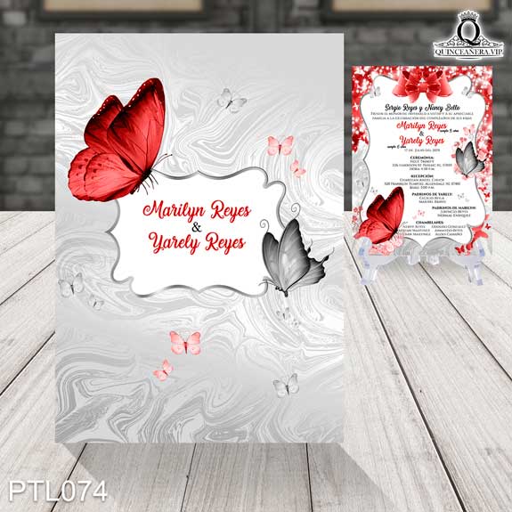 Invitaciones de Quinceañera de Mariposas Brillos PTL074 - P0074