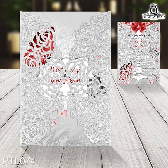 Invitaciones de Quinceañera de Mariposas Brillos PTL074 - P0074