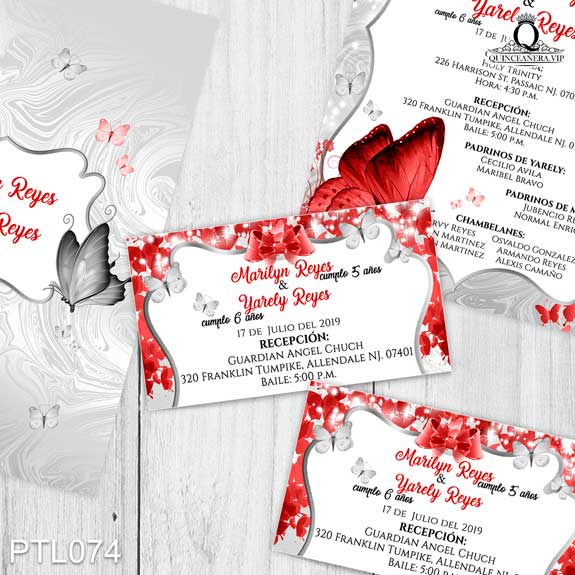 Invitaciones de Quinceañera de Mariposas Brillos PTL074 - P0074