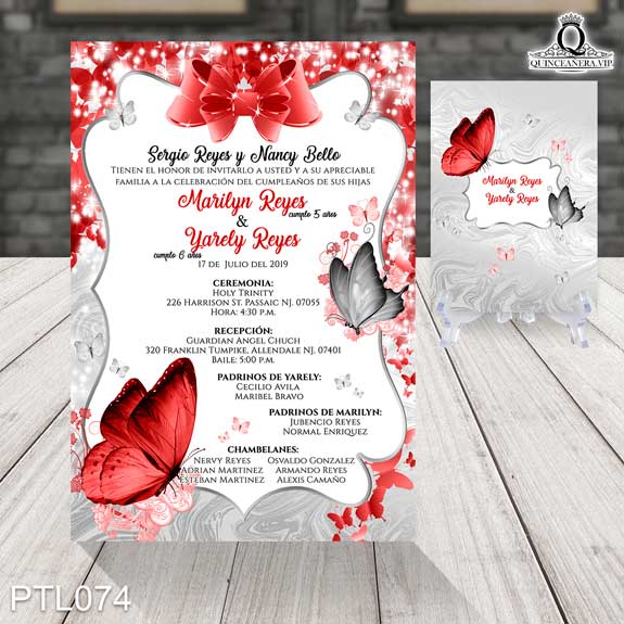 Invitaciones de Quinceañera de Mariposas Brillos PTL074 - P0074