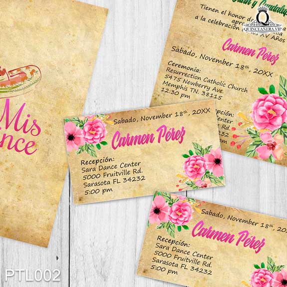 Invitaciones de Quinceañera Fiesta Mexicana Charra PTL002 - PTL002