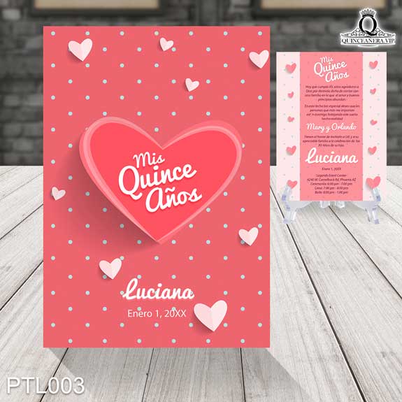 Invitaciones de Quinceañera de Corazones Polka Dots PTL003 - PTL003