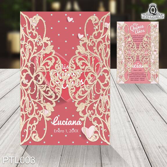 Invitaciones de Quinceañera de Corazones Polka Dots PTL003 - PTL003
