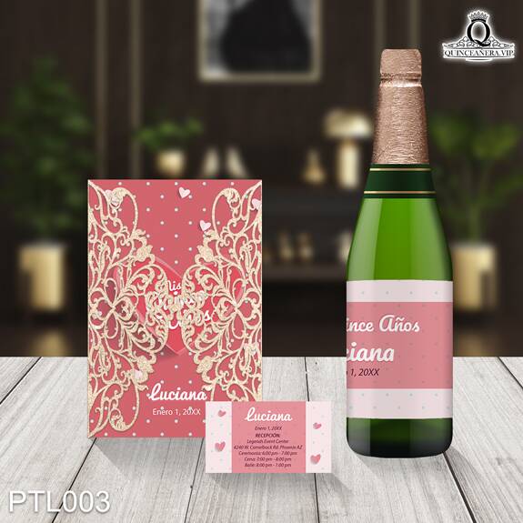 Invitaciones de Quinceañera de Corazones Polka Dots PTL003 - PTL003