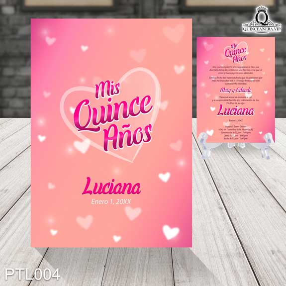 Invitaciones de Quinceañera de Corazones Lunares PTL004 - PTL004
