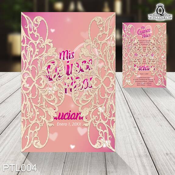 Invitaciones de Quinceañera de Corazones Lunares PTL004 - PTL004