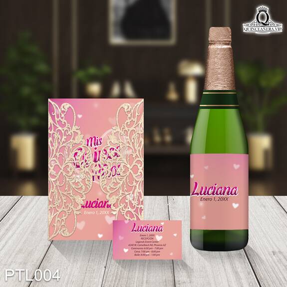 Invitaciones de Quinceañera de Corazones Lunares PTL004 - PTL004