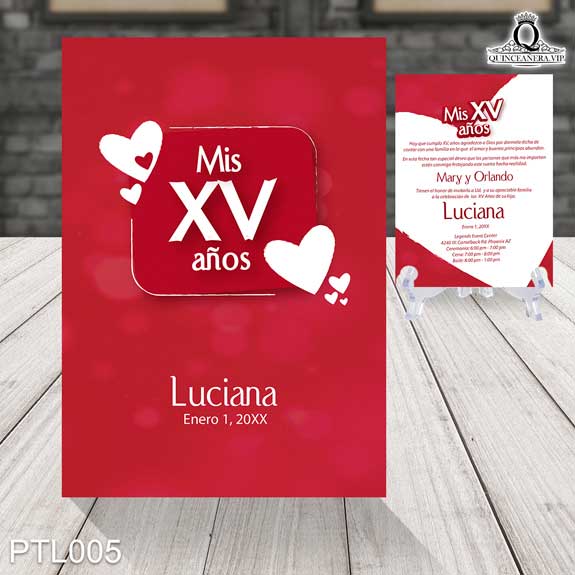 Invitaciones de Quinceañera de Corazones Puntos PTL005 - PTL005