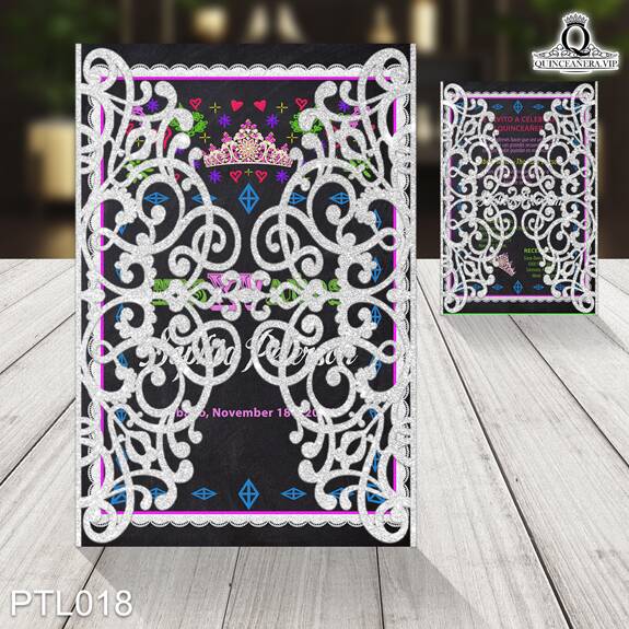 Invitaciones de Quinceañera de Fiesta y Coronas PTL018 - PTL018