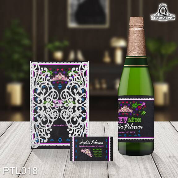 Invitaciones de Quinceañera de Fiesta y Coronas PTL018 - PTL018
