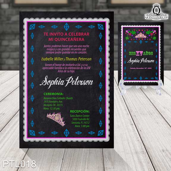 Invitaciones de Quinceañera de Fiesta y Coronas PTL018 - PTL018