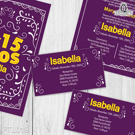 Invitaciones de Quinceañera diseño Papel Picado PTL019 - PTL019