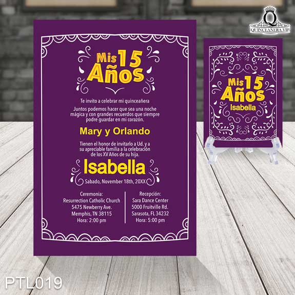 Invitaciones de Quinceañera diseño Papel Picado PTL019 - PTL019