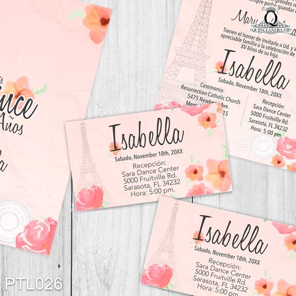 Invitaciones de Quinceañera de Torre de Paris PTL026 - PTL026