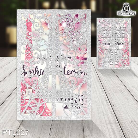 Invitaciones de Quinceañera de la Torre Eiffel en Paris PTL027 - PTL027