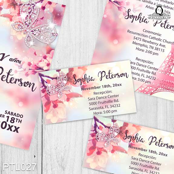 Invitaciones de Quinceañera de la Torre Eiffel en Paris PTL027 - PTL027