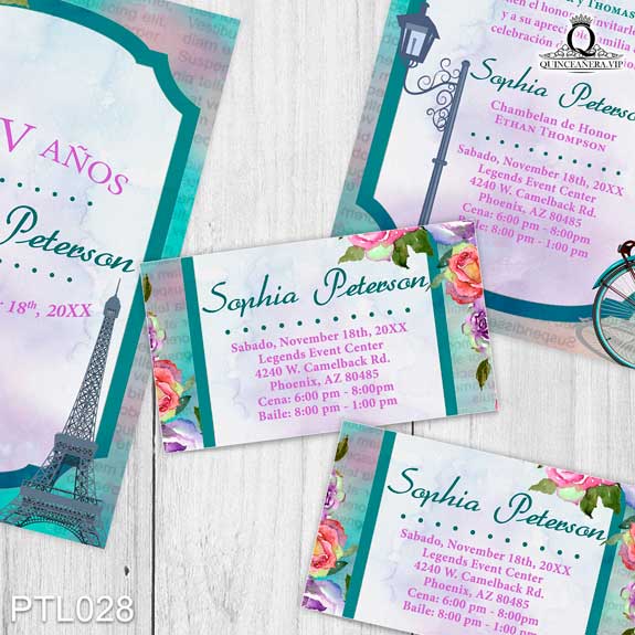 Invitaciones de Quinceañera de Torre Paris Bicicleta PTL028 - PTL028