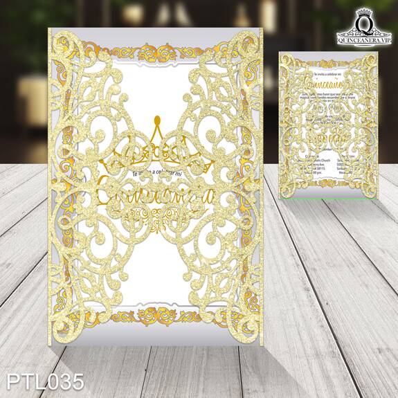 Invitaciones de Quinceañera de Glamurosa Coronas PTL035 - PTL035