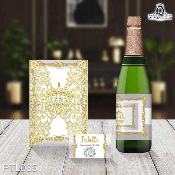 Invitaciones de Quinceañera de Glamurosa Coronas PTL035 - PTL035