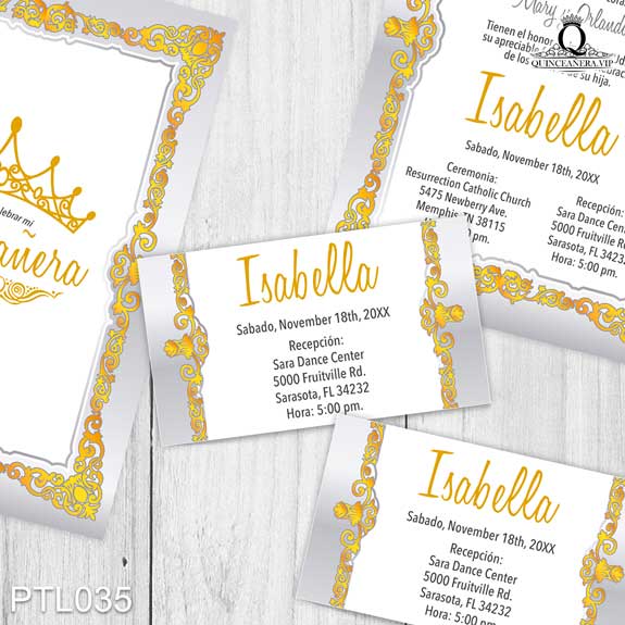 Invitaciones de Quinceañera de Glamurosa Coronas PTL035 - PTL035