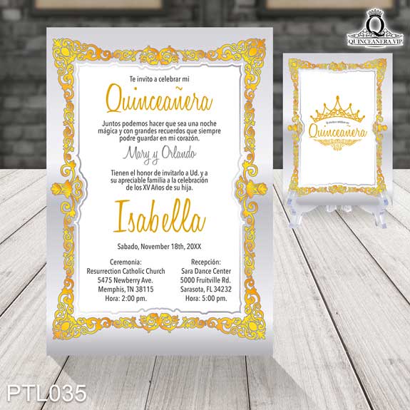 Invitaciones de Quinceañera de Glamurosa Coronas PTL035 - PTL035
