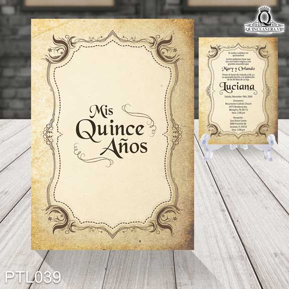 Invitaciones de Quinceañera de Vintage Ornamentos PTL039 - PTL039