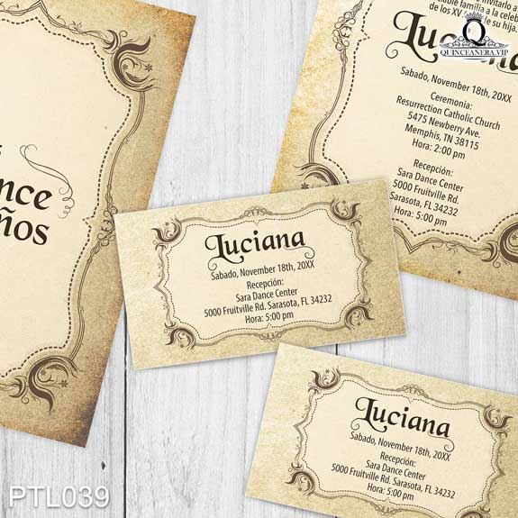 Invitaciones de Quinceañera de Vintage Ornamentos PTL039 - PTL039