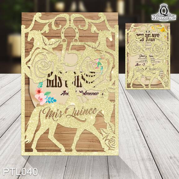 Invitaciones de Quinceañera de Vaqueras madera vieja PTL040 - PTL040