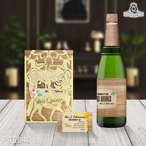 Invitaciones de Quinceañera de Vaqueras madera vieja PTL040 - PTL040