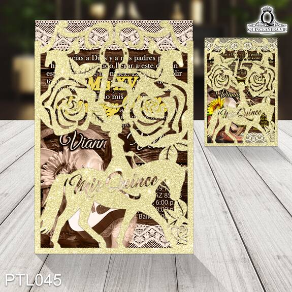 Invitaciones de Quinceañera de Vaqueras Botas PTL045 - PTL045