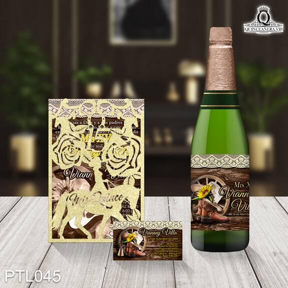 Invitaciones de Quinceañera de Vaqueras Botas PTL045 - PTL045