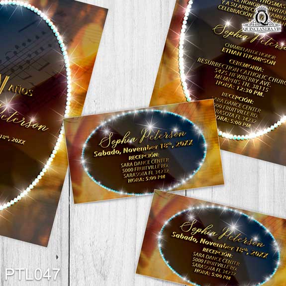 Invitaciones de Quinceañera de Musical Notas musicales PTL047 - PTL047