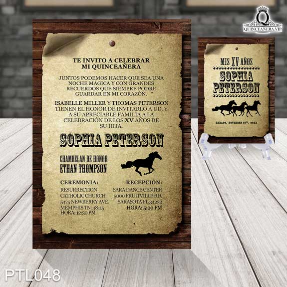 Invitaciones de Quinceañera de Vaqueras Caballos PTL048 - PTL048
