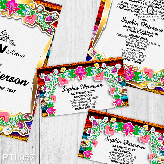 Invitaciones de Quinceañera de Zarape Mexicano PTL057 - PTL057