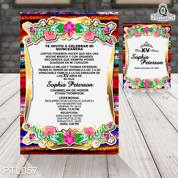 Invitaciones de Quinceañera de Zarape Mexicano PTL057 - PTL057