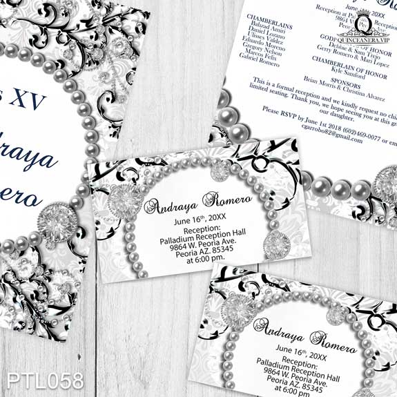 Invitaciones de Quinceañera de Perlas Diamantes PTL058 - PTL058