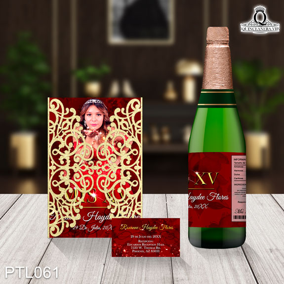 Invitaciones de Quinceañera de Glamurosa Brillos PTL061 - PTL061