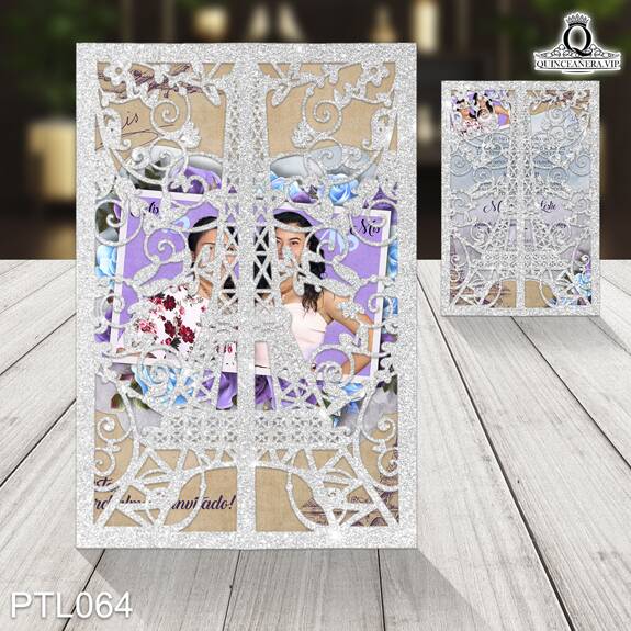 Invitaciones de Quinceañera de Torre Eiffel Flores PTL064 - PTL064