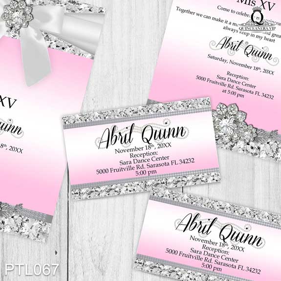 Invitaciones de Quinceañera de Glamurosa Diamantes PTL067 - PTL067