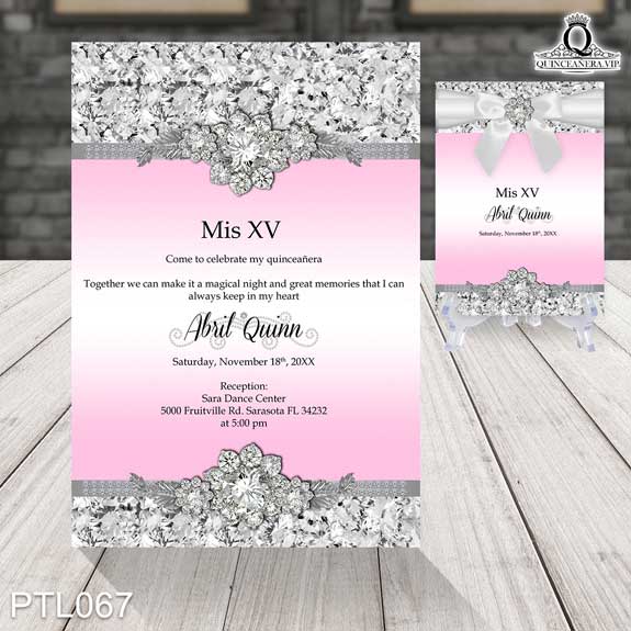 Invitaciones de Quinceañera de Glamurosa Diamantes PTL067 - PTL067