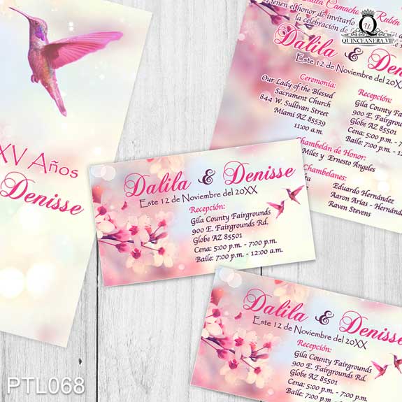 Invitaciones de Quinceañera de Primavera Colibri PTL068 - PTL068