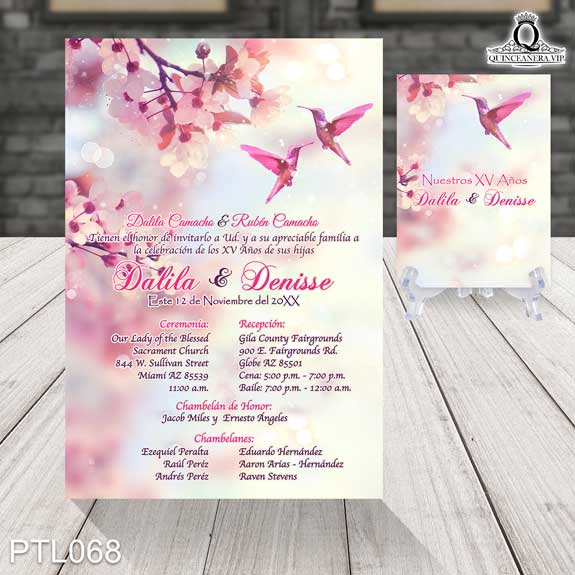 Invitaciones de Quinceañera de Primavera Colibri PTL068 - PTL068