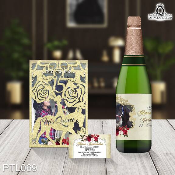 Invitaciones de Quinceañera de Vaqueras Rosas PTL069 - PTL069