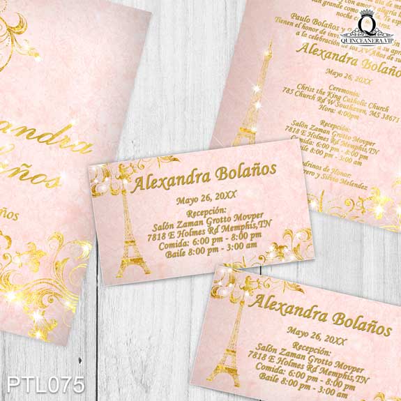 Invitaciones de Quinceañera de Coronas Torre de París PTL075 - PTL075