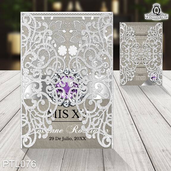 Invitaciones de Quinceañera de mariposas Diamantes PTL076 - PTL076