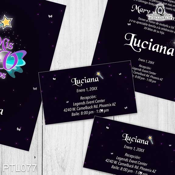 Invitaciones de Quinceañera de Mariposas Hadas PTL077 - PTL077