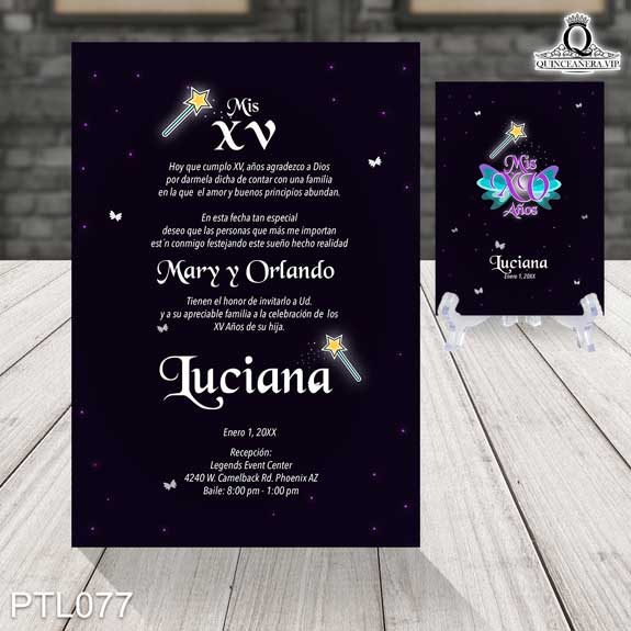 Invitaciones de Quinceañera de Mariposas Hadas PTL077 - PTL077