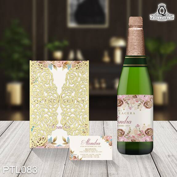 Invitaciones de Quinceañera de Flores Estilizadas  PTL083 - PTL083