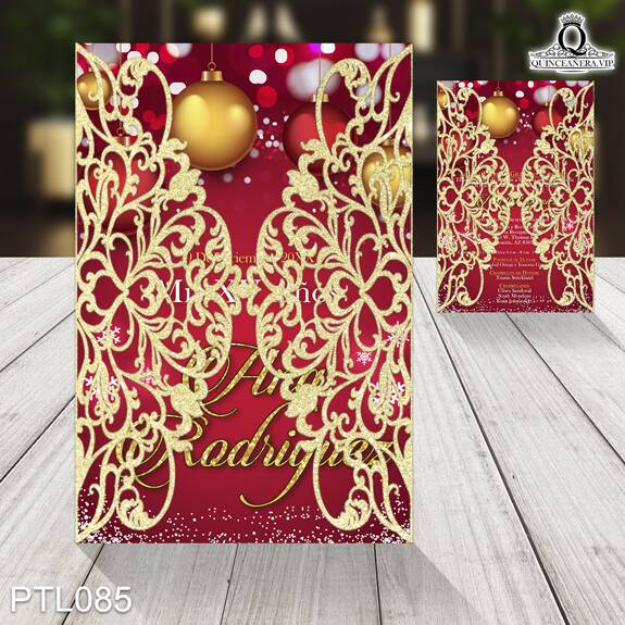 Invitaciones de Quinceañera de Navidad Esferas PTL085 - PTL085