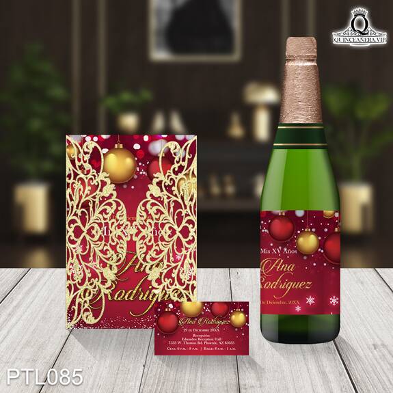 Invitaciones de Quinceañera de Navidad Esferas PTL085 - PTL085